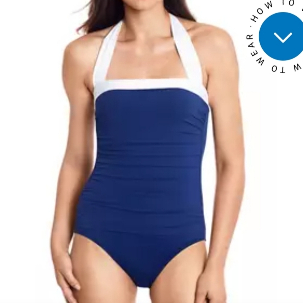 Lauren Ralph Lauren Bel Air one piece swimsuit, navy, size 12